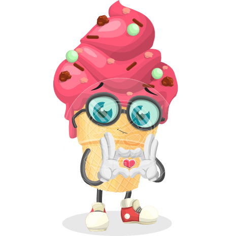 Cute Ice Cream Cone Cartoon Vector Character AKA Frosty the Cute Creamsicle